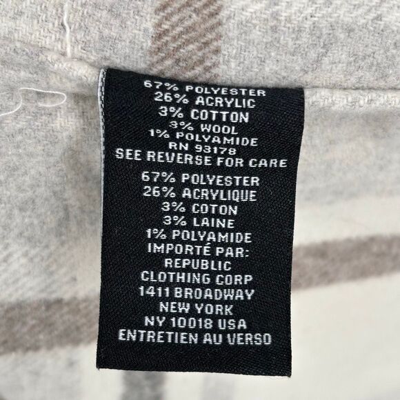 Magaschoni Plaid Brushed Flannel Shacket Jacket Overshirt Tan/Gray Small NWT - Picture 9 of 9